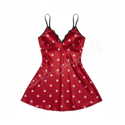 لباس خواب ساتن یاندی طرح قلبی